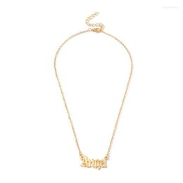 Pendant Necklaces Trendy Old English Font Letter Necklace Gold Color Clavicle Chain Lady Angel Lovely Daily Wear Banquet Gift