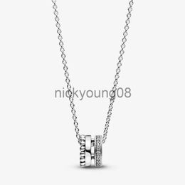 Pendant Necklaces Signature Pave Beads Pendant Necklaces 925 Sterling Silver Necklace Fashion Women Wedding Engagement Jewellery Accessories For Gift x0711