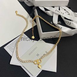 Pendant Necklaces 18K Gold Plated Brass Copper Necklace Fashion Women Designer Necklaces Choker CLetter Pendant Chain Crystal Statement Wedding Jewellery B033 x071