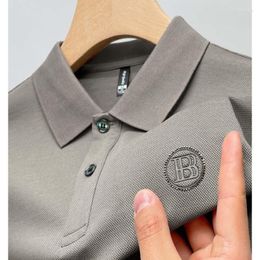 Men's Polos Luxury Summer Korean High-end Lyocell Lapel Polo Shirt Breathable Short-sleeved Business Casual T-shirt Cool Top M-4XL