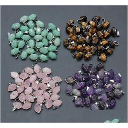 Charms Natural Stone Chakra Reiki Healing Hexagonal Opal Pink Quartz Crystal Amethyst Pendants Diy Necklace Drop Delivery Jewelry Fi Dhmiy