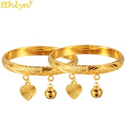 Bangle Infant Bangles Bracelet Gold Colour Bells Heart Love Pendant Baby Girl Boy Jewellery Anklet born Lovely Bracelets 230710