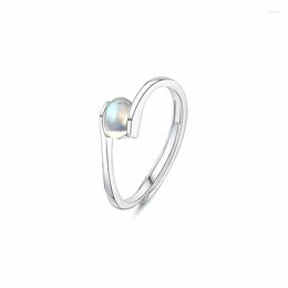 Cluster Rings Simple Open 925 Sterling Silver With Natural Moonstone Fine Gemstone Anillos For Women Party Wedding Engagement Jewelry