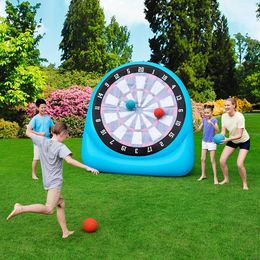 Sand Play Water Fun PVC mini 18m H Inflatable Dart Board Soccer Game Football Shooting With Air bump for kids 230711