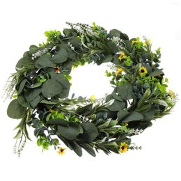 Decorative Flowers Eucalyptus Wreath Fake Garland Wreaths Front Door Grass Ring Decorations Silk Flower Leaf Small