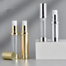 100pcs 5ml 10ml Cosmetic Pump Bottle Serum Cream Airless Plastic Makeup Bottle Dispenser Travel Container Eqecp