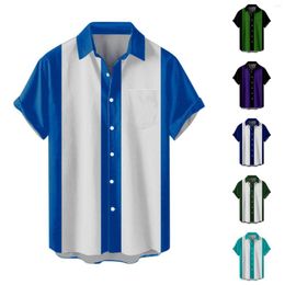 Men's T Shirts M Long Male Summer Casual Print Shirt Short Sleeve Turn Down Collar Big And Tall