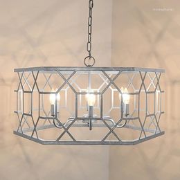 Pendant Lamps Simple American Style Lamp European Living Room Dining Light Luxury Diamond Gold Leaf Chandelier