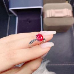 Cluster Rings Jewelry Fashion Ruby Silver Ring For Party 7 9mm Natural 925 Gift Woman