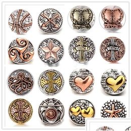 Clasps Hooks Mixed New Snaps Jewelry Angel Wings Love Heart Metal Snap Buttons Fit 18Mm Bracelet Button Necklace For Women Men Dro Dhjln