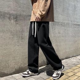 Men's Jeans Korean Fashion Balck Baggy Classic Straight Loose Drawstring Design Wide Leg Denim Trousers Male Pants Streetwear