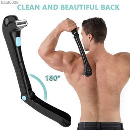 Men Shaver Electric Back Hair Shaving Razor Epilator 180 Foldable Battery Manual Long Handle Body Hair Trimmer Removal Tool L230520