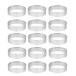 Baking Moulds 15 Pack Heat-Resistant Perforated Cake Mousse Ring Round Doughnut Tools Stainless Steel