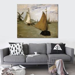 Impressionist Landscape Canvas Art View of Holland Edouard Manet Painting Handmade Artwork for Hotel Lobby