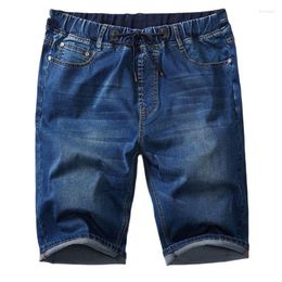 Men's Jeans Summer Shorts Elastic Waist Men Straight Loose Casual Denim Short Pants Plus Size Mens Cowboy Clothing