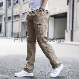 Others Apparel Big Size Men's Cargo Pants New Spring Summer Trousers Straight Leg Work Pant Men Casual Loose Cotton Overalls Side Multi Pockets x0711