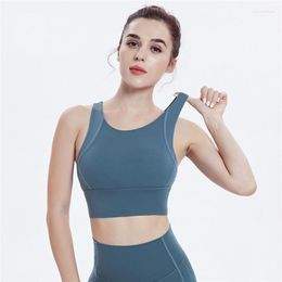 Yoga Outfit Vansydical Fitness Crop Sports Bra Women Stretchy Solid Colour Workout Tops Athletic Training Vest Padded Running Tank