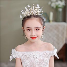 Necklace Earrings Set Handmade Gold Kids Crown Pography Girls Gifts Crystal Pearl Princess Hair Accessories Women Chilren Jewellery