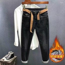 Men's Jeans Autumn And Winter High End Versatile Korean Slim Fit Slim-fit Pants Net Red Fashion Black Elastic
