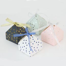 Gift Wrap Pyramid Candy Box DIY Chocolate Favour And Boxes With Ribbon Baby Shower For Birthday Baptism Party Wedding Decoration