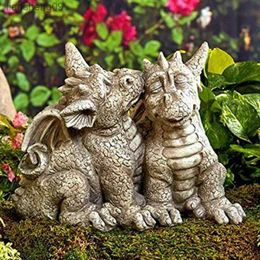 Dragon Sculpture Resin Craft Garden Ornaments Decor Unique Statue Sculpture Magic Flying Dragon Outdoor Yard Decoration L230620