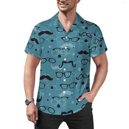 Men's Casual Shirts Glasses Print Blouses Man Hipster Elements Hawaii Short Sleeve Graphic Streetwear Oversized Beach Shirt Gift