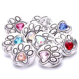 Clasps Hooks Dogs Paw Shape Crystal Snap Button Jewellery Findings Rhinestone 18Mm Metal Snaps Buttons Diy Necklace Bracelet Jeweller Dhmap