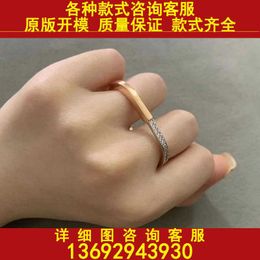 Designer New tiffay TIFFs 925 Silver V Gold Material Fashion Commuting Personalised Design Sense U-shaped Diamond Ring