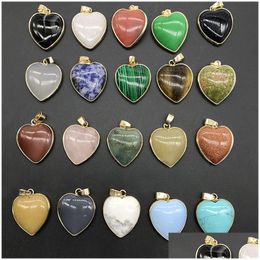 Charms Rose Quartz Opal Tigers Eye Natural Stone Pendum Heart Pendants For Necklace Earrings Jewellery Making Drop Delivery Findings C Dhnv2