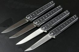 Factory Direct Flipper Folding Knife D2 Black Stone Wash / Satin Blade G10 + Stainless Steel Handle Ball Bearing Folding Knives