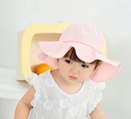 Berets Outdoor Baby Bucket Hat Infant Girls Fisherman Sun Hats Cotton Children Cap Kids Princess Beach Bow Girl Caps