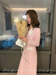 Casual Dresses 2023 The Celebrity Style High-end First Love Dress Light Luxury Temperament Waist Slimming Pink Small Fragrance Female