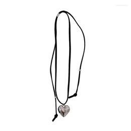 Pendant Necklaces Y2K Love Heart Rope Tie Choker Necklace For Women Elegant Minimalist Harajuku Unusual Long Neck Chain Jewellery