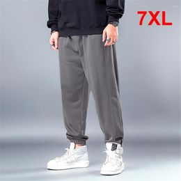 Men's Pants Plus Size 6XL 7XL Sweatpants Men Solid Colour Joggers Fashion Casual Trousers Elastic Waist Stretch Grey Blue Black