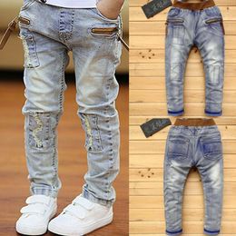 Jeans IENENS 4 11 Years Boys Clothes Slim Straight Classic Bottoms Children Denim Clothing Pants Kids Baby Boy Casual Trousers 230711