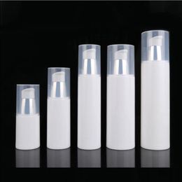 100pcs Vacuum Bottle 15ml/30ml/50/80/100ml white Airless Container Pump Cosmetic Lotion Cream Toiletries refillable bottle F2601 Pmeak