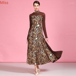 Casual Dresses High-end Design Leopard Print Ice Silk Long Sleeve Modern Dance Skirt Slim Evening Dress Sexy For Women
