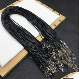 Chains Black Leather Cord 45Cm Chain Necklace Rope Pendant Jewellery Accessory Drop Delivery Necklaces Pendants Dh64S