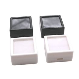 Jewelry Boxes 100PCS Gemstone Storage Acrylic Display Box 30 30mm Bare Diamond Gift White Black Square Soft Sponge Cushion Loose Case 230710