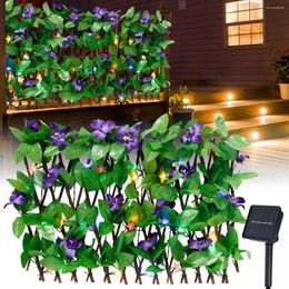 Artificial Plants LED Ivy Garland Fake Leaf Vines Expandable Fence With Solar Light String Stretchable Privacy Faux