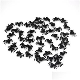 Other Festive Party Supplies 50 Pcs/Set Non-Toxic Plastic Black Spider Trick Toy Small Realistic Fake Spiders For Halloween Haunte Dhs9I