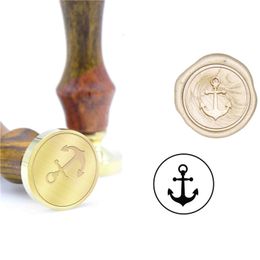 Stamps Sea Anchor Wax Seal Stamp Wedding Kit Invitation B116 Custom Wax Stamp Initial Wood Handle DIY Metal 230710