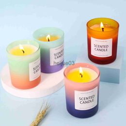 Incense 1pc Natural Plant Essential Oil Handmade Scented Candle Jar Glass Soy Wax Small Jar Aroma Candle Romantic Birthday x0711