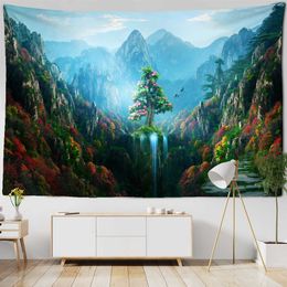 Tapestries Birds Waterfall Landscape Painting Tapestry Wall Hanging Aesthetics Room Bedroom Living Room Home Decor