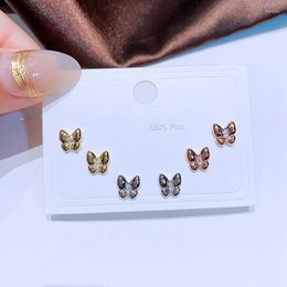Stud Earrings MIGGA Design 3 Pairs/Set Cubic Zirconia Butterfly For Women Girls Crystal Jewelry