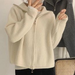 Women's Knits Spring Autumn Style 2023 Knitted Zipper Cardigan Korean Version Versatile Jacket Net Celebrity Loose Gentle Sweater Woman