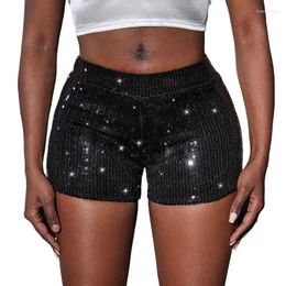 Women's Shorts Women Sexy Fashion High Waist Sequined Casual Short Pants Female Elastic Nightclub Party Bar Performance Clothing