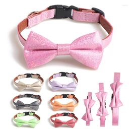Dog Collars Solid Pet Collar For Small Large Dogs Accessories Cat Collier Chiens Bow Personized Bronzing Fabric Nylon Leather Padded