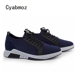 Dress Shoes Cyabmoz Men Summer Casual sneakers Elevator shoes Breathable Mesh Height incresing shoes 7CM Outdoor Leisure Man Shoe Black Blue 230711