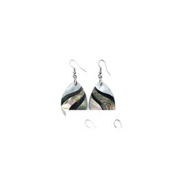 Charm Teardrop Paua Abalone Shell Earrings For Ladies Unique Jewellery Natural Stone Hook Drop Delivery Dh2Pi